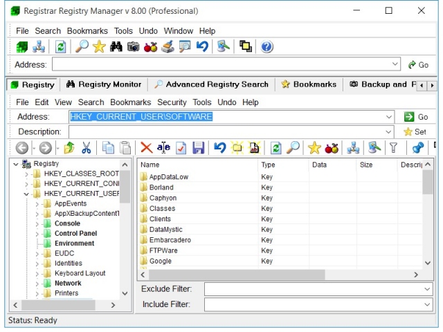 Click to view Registrar Registry Manager 7.02 screenshot