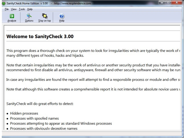 SanityCheck screenshot